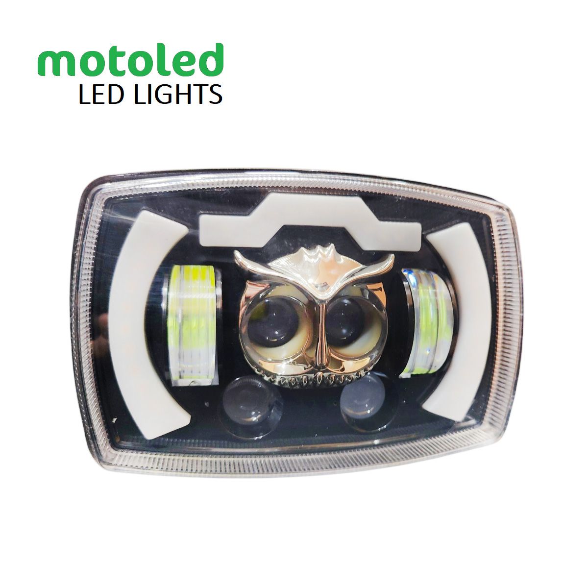 AKE 1-PC Original 3500lm OWL High Low Flasher 9 Function with Indicators Semi-assembly Motorcycle Projector Lens Led Accessory Headlight LED Square Led Lamp for Honda  CD70 CG125 70cc Moto's Fog Light